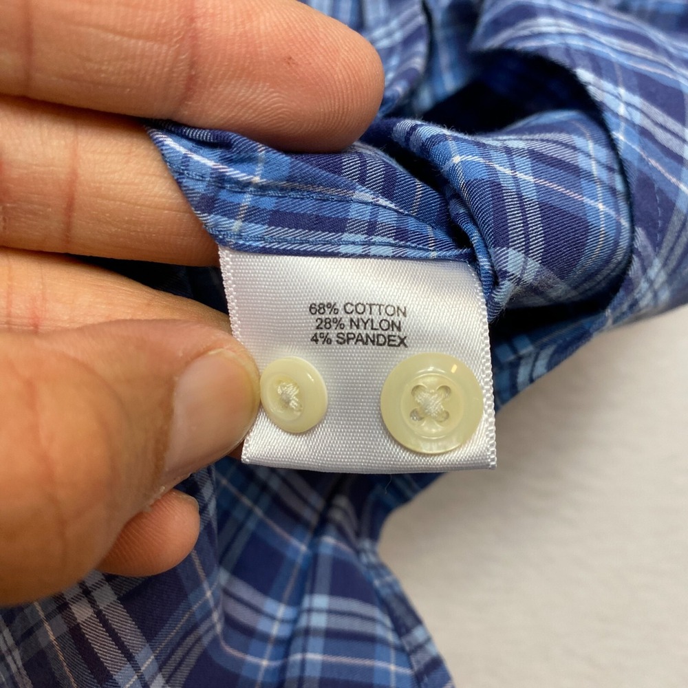 Peter Millar Shirt Mens Extra Large Blue White Long Sleeve Button Up Plaid - Picture 7 of 11